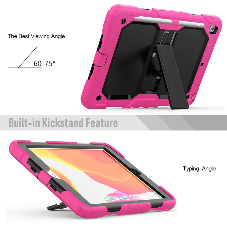 For iPad 10.2 Shockproof Transparent PC + Silica Gel Protective Case , with Holder & Shoulder Strap & Pen Slot