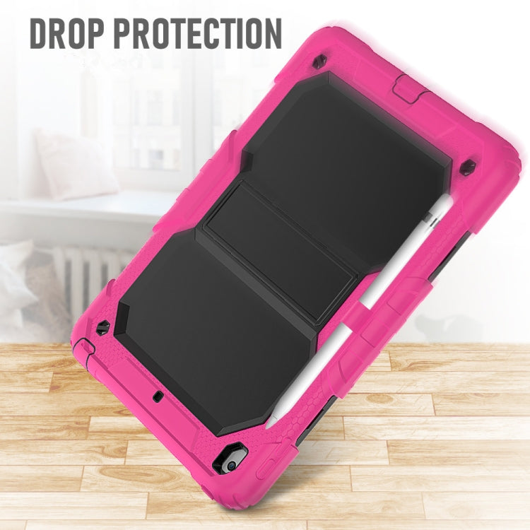 For iPad 10.2 Shockproof Transparent PC + Silica Gel Protective Case , with Holder & Shoulder Strap & Pen Slot