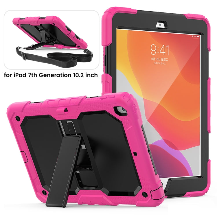For iPad 10.2 Shockproof Transparent PC + Silica Gel Protective Case , with Holder & Shoulder Strap & Pen Slot