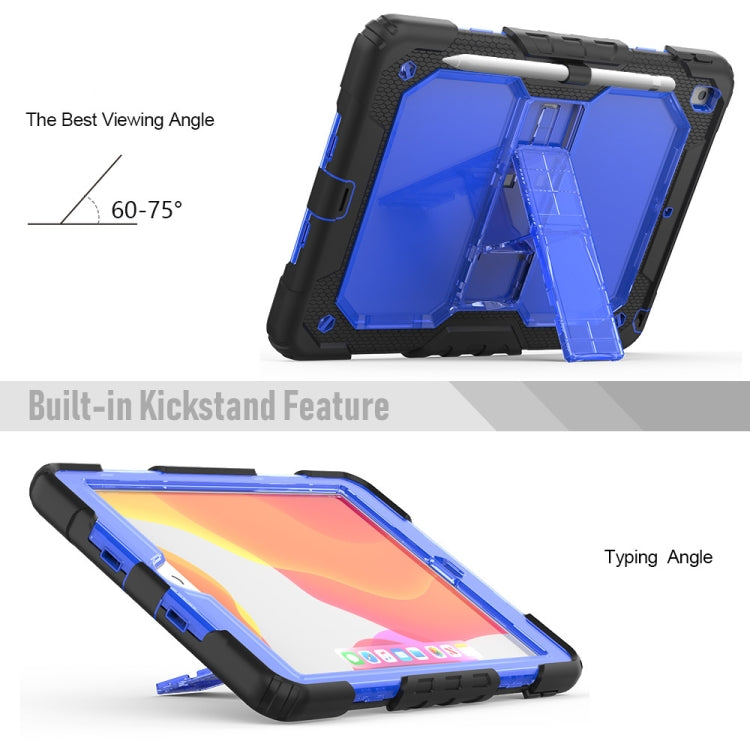 For iPad 10.2 Shockproof Transparent PC + Silica Gel Protective Case , with Holder & Shoulder Strap & Pen Slot