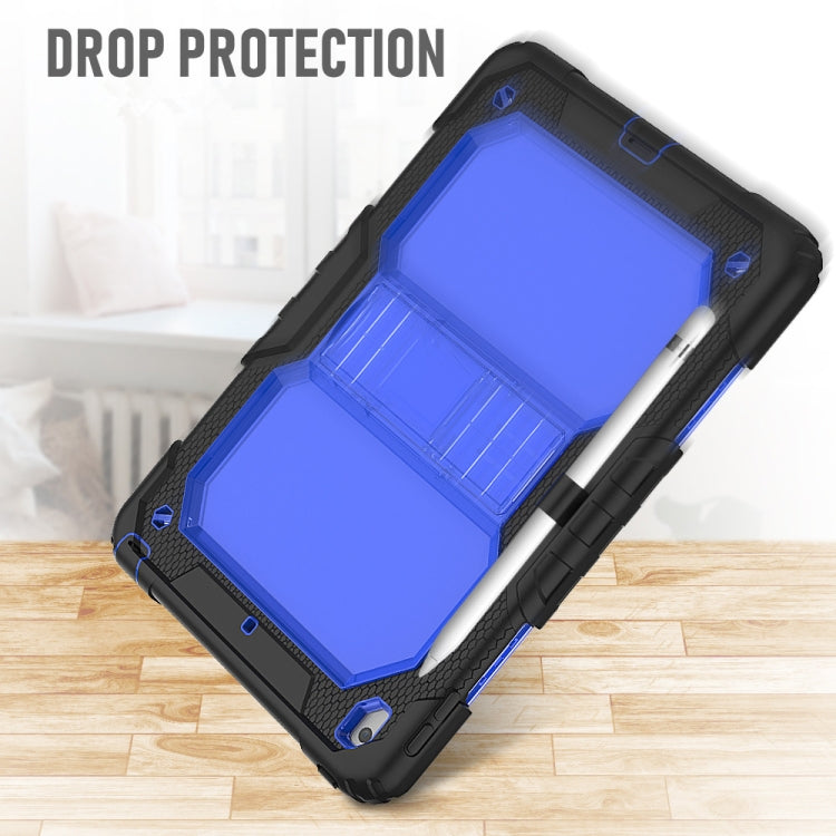 For iPad 10.2 Shockproof Transparent PC + Silica Gel Protective Case , with Holder & Shoulder Strap & Pen Slot