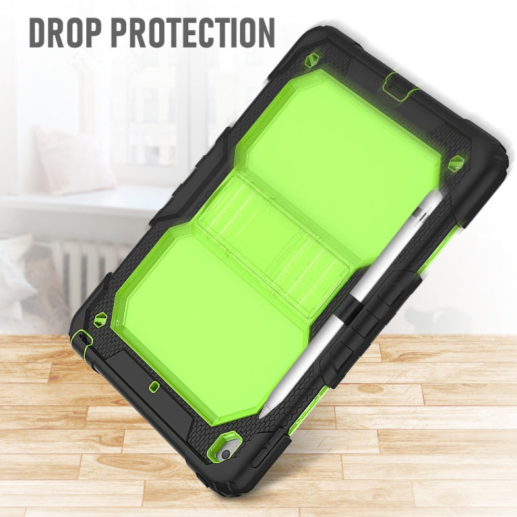 For iPad 10.2 Shockproof Transparent PC + Silica Gel Protective Case , with Holder & Shoulder Strap & Pen Slot