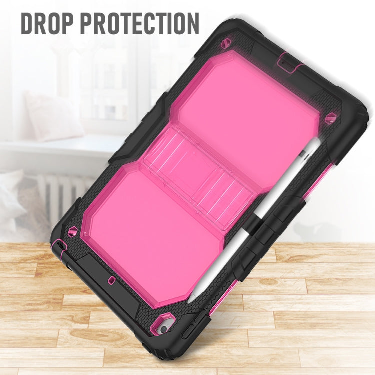 For iPad 10.2 Shockproof Transparent PC + Silica Gel Protective Case , with Holder & Shoulder Strap & Pen Slot