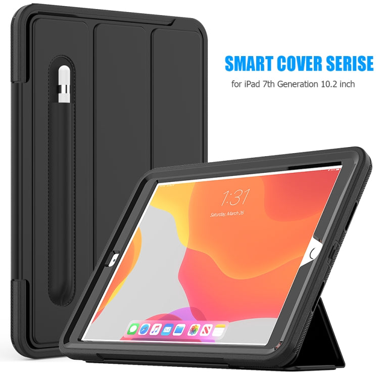 For iPad 10.2 2020 / 2019 Magnetic Horizontal Flip Protective Case with Three-folding Holder & Sleep / Wake-up Function & Pen Slots