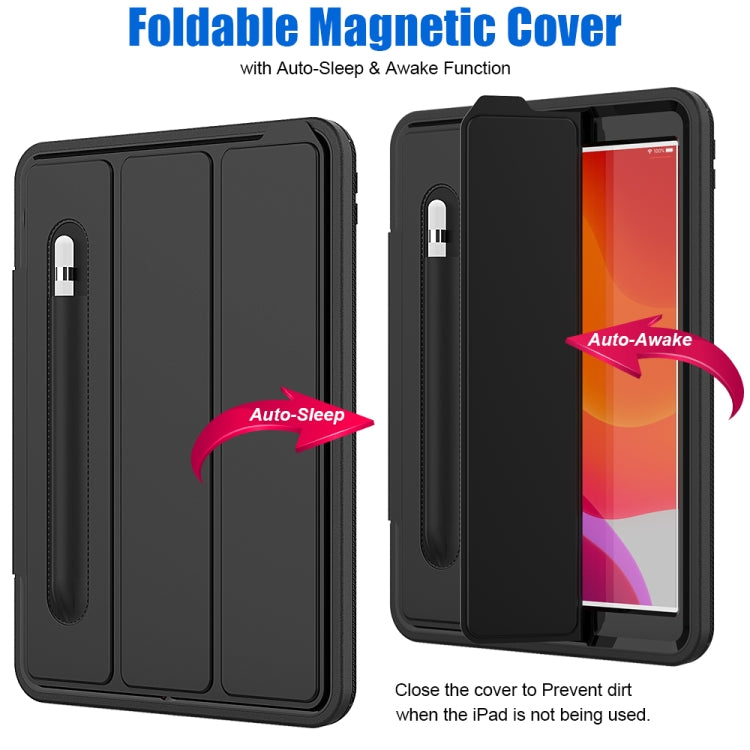 For iPad 10.2 2020 / 2019 Magnetic Horizontal Flip Protective Case with Three-folding Holder & Sleep / Wake-up Function & Pen Slots