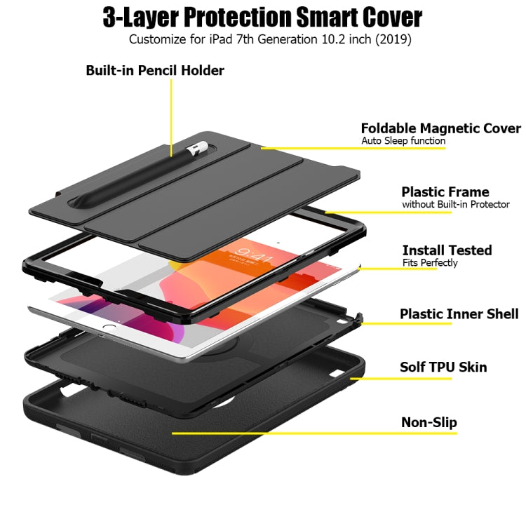 For iPad 10.2 2020 / 2019 Magnetic Horizontal Flip Protective Case with Three-folding Holder & Sleep / Wake-up Function & Pen Slots