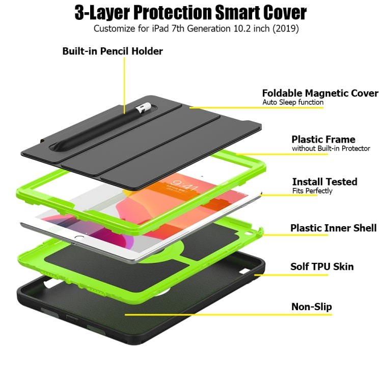 For iPad 10.2 2020 / 2019 Magnetic Horizontal Flip Protective Case with Three-folding Holder & Sleep / Wake-up Function & Pen Slots