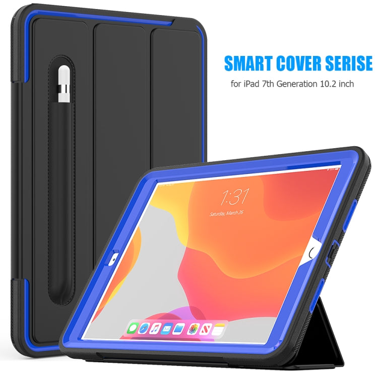 For iPad 10.2 2020 / 2019 Magnetic Horizontal Flip Protective Case with Three-folding Holder & Sleep / Wake-up Function & Pen Slots