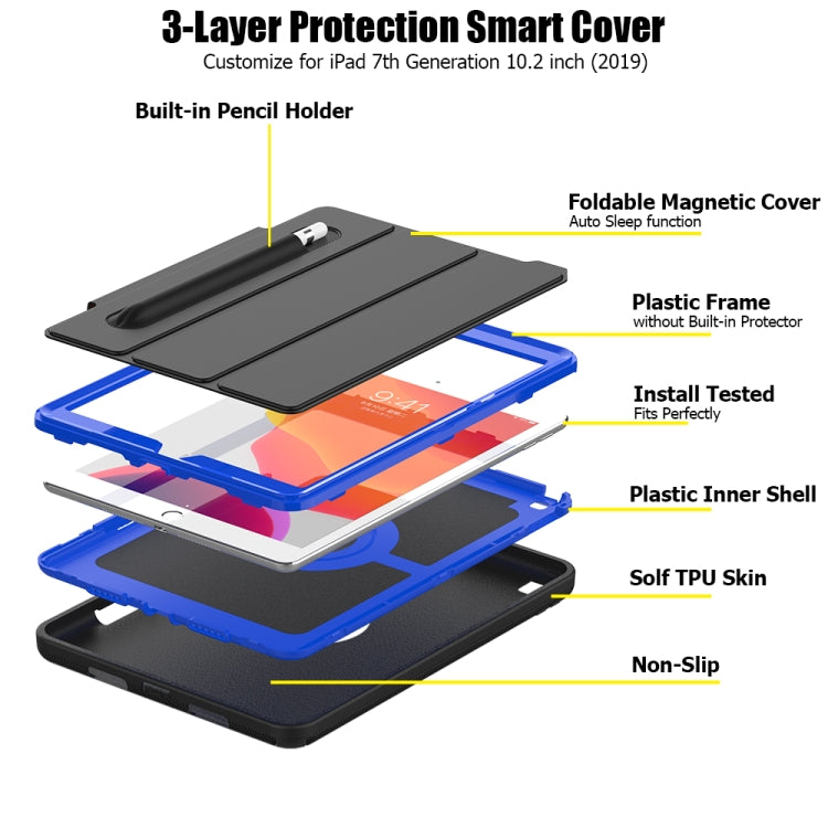 For iPad 10.2 2020 / 2019 Magnetic Horizontal Flip Protective Case with Three-folding Holder & Sleep / Wake-up Function & Pen Slots