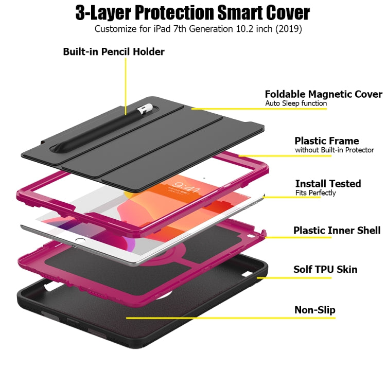 For iPad 10.2 2020 / 2019 Magnetic Horizontal Flip Protective Case with Three-folding Holder & Sleep / Wake-up Function & Pen Slots