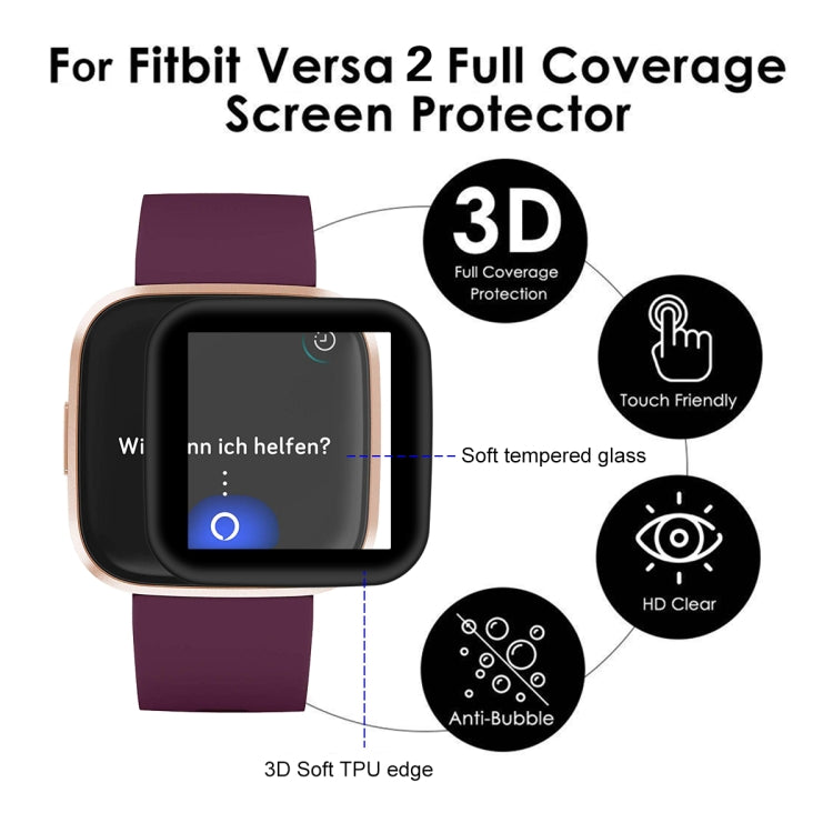 For Fitbit Versa 2 (2019) ENKAY Hat-prince 3D Full Screen Soft TPU Edge + Soft Glass HD Screen Protector Film