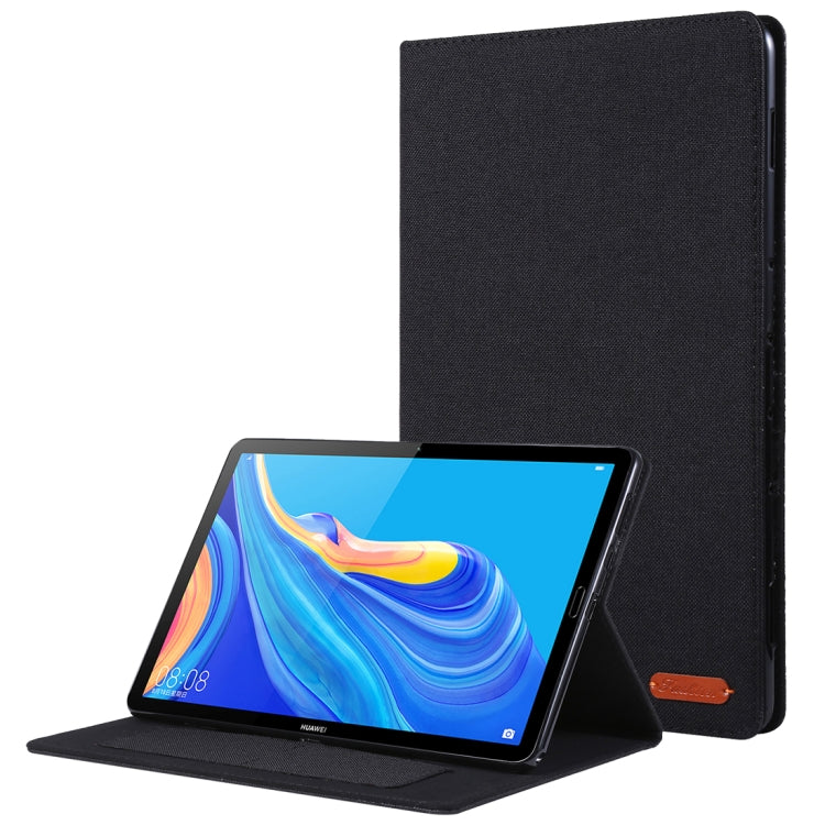 For Huawei MediaPad M6 10.8 Cloth Teature Horizontal Flip PU Leather Case with with Holder & Card Slots