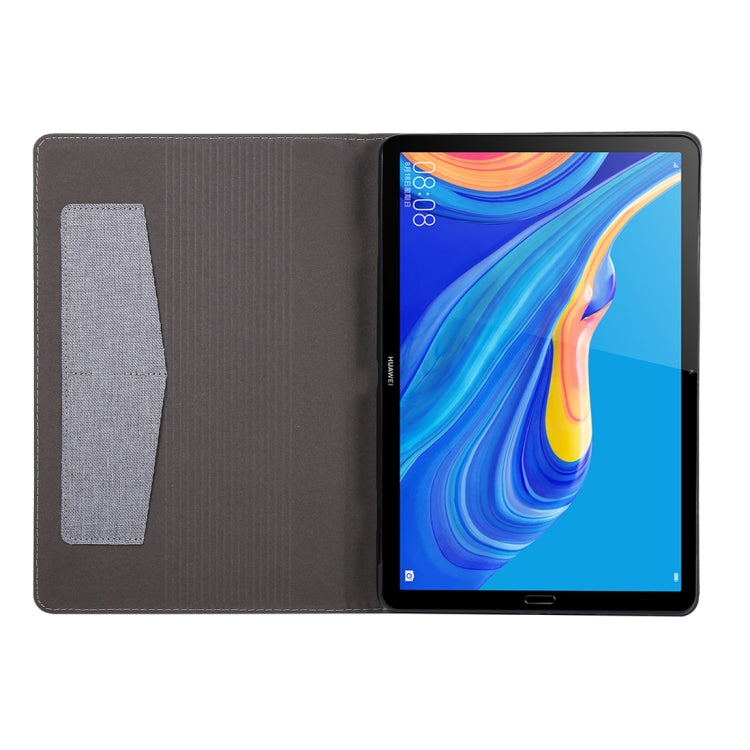 For Huawei MediaPad M6 10.8 Cloth Teature Horizontal Flip PU Leather Case with with Holder & Card Slots