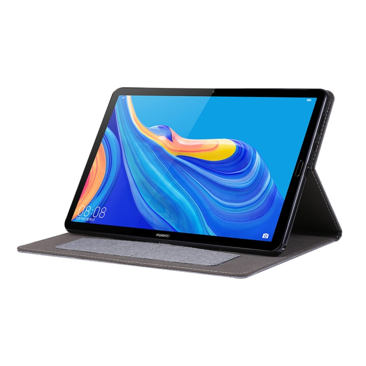 For Huawei MediaPad M6 10.8 Cloth Teature Horizontal Flip PU Leather Case with with Holder & Card Slots