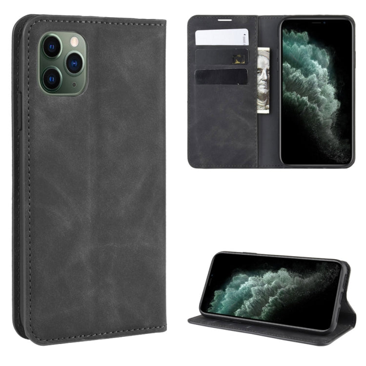 For iPhone 11 Pro Max Retro-skin Business Magnetic Suction Leather Case with Purse-Bracket-Chuck