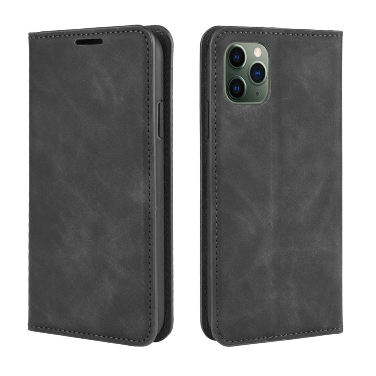 For iPhone 11 Pro Max Retro-skin Business Magnetic Suction Leather Case with Purse-Bracket-Chuck