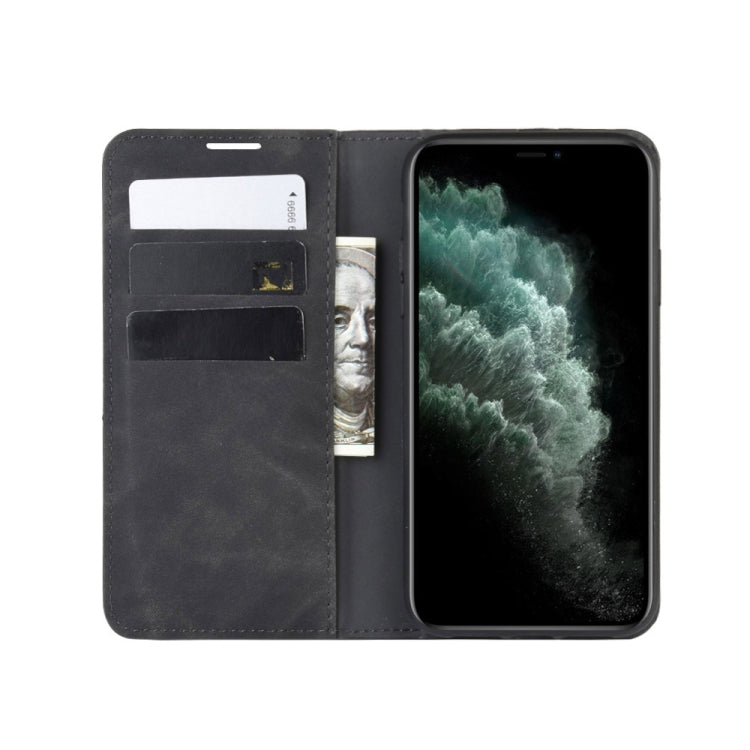For iPhone 11 Pro Max Retro-skin Business Magnetic Suction Leather Case with Purse-Bracket-Chuck