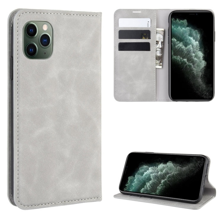 For iPhone 11 Pro Max Retro-skin Business Magnetic Suction Leather Case with Purse-Bracket-Chuck