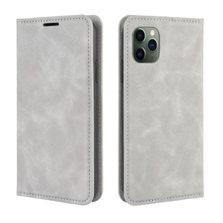 For iPhone 11 Pro Max Retro-skin Business Magnetic Suction Leather Case with Purse-Bracket-Chuck