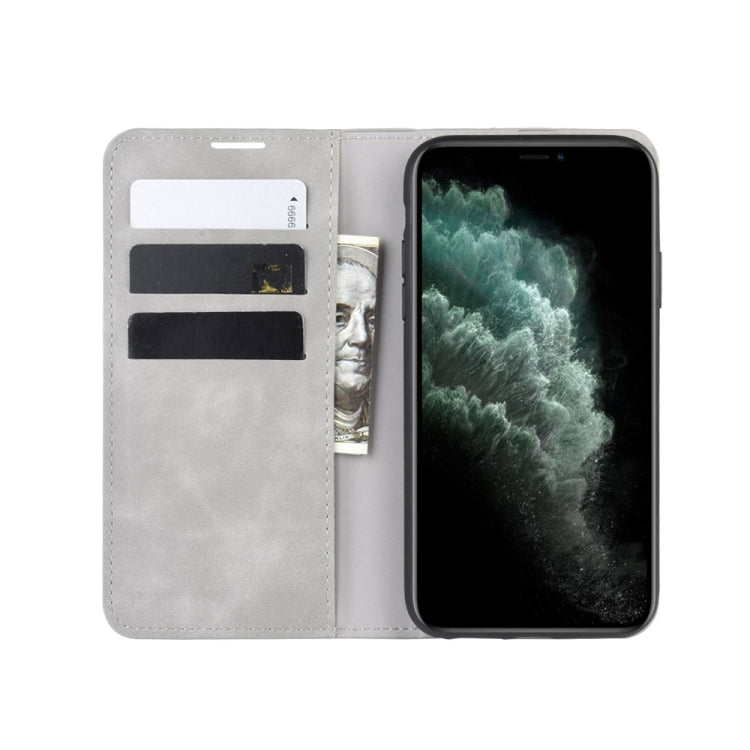 For iPhone 11 Pro Max Retro-skin Business Magnetic Suction Leather Case with Purse-Bracket-Chuck