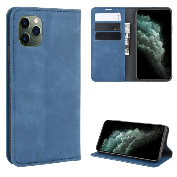 For iPhone 11 Pro Max Retro-skin Business Magnetic Suction Leather Case with Purse-Bracket-Chuck
