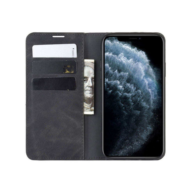 For iPhone 11 Pro Retro-skin Business Magnetic Suction Leather Case with Purse-Bracket-Chuck