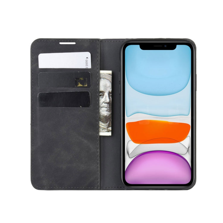 For iPhone 11 Retro-skin Business Magnetic Suction Leather Case with Purse-Bracket-Chuck