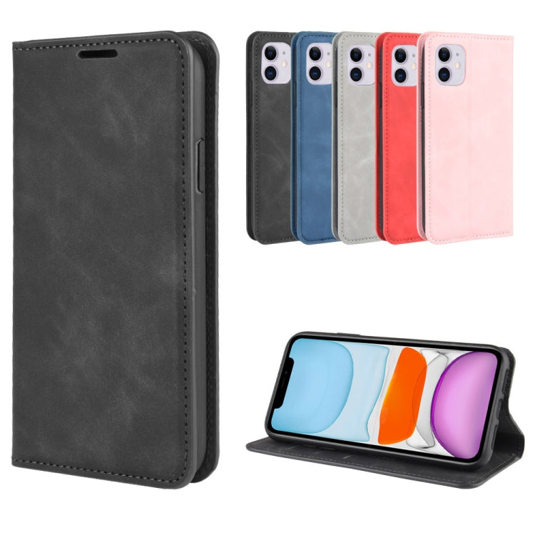 For iPhone 11 Retro-skin Business Magnetic Suction Leather Case with Purse-Bracket-Chuck