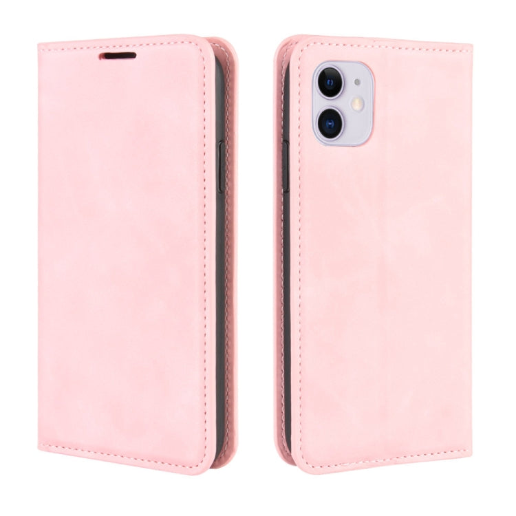 For iPhone 11 Retro-skin Business Magnetic Suction Leather Case with Purse-Bracket-Chuck