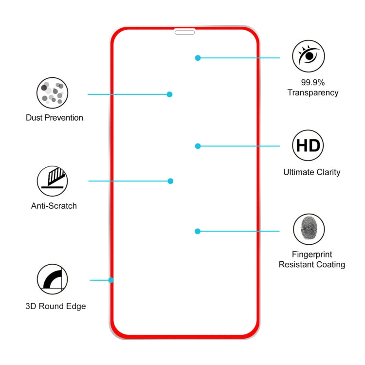For iPhone 11 / XR Hat-Prince 0.2mm 9H Surface Hardness 3D Titanium Alloy Curved Edge Explosion-proof Tempered Glass Screen Protector