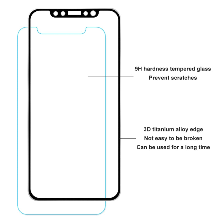 For iPhone 11 Pro / iPhone XS / iPhone X Hat-Prince 0.2mm 9H Surface Hardness 3D Titanium Alloy Curved Edge Explosion-proof Tempered Glass Screen Protector