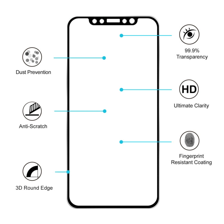 For iPhone 11 Pro / iPhone XS / iPhone X Hat-Prince 0.2mm 9H Surface Hardness 3D Titanium Alloy Curved Edge Explosion-proof Tempered Glass Screen Protector