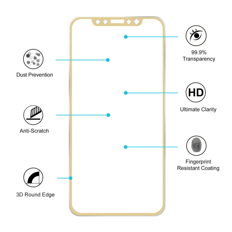 For iPhone 11 Pro / iPhone XS / iPhone X Hat-Prince 0.2mm 9H Surface Hardness 3D Titanium Alloy Curved Edge Explosion-proof Tempered Glass Screen Protector