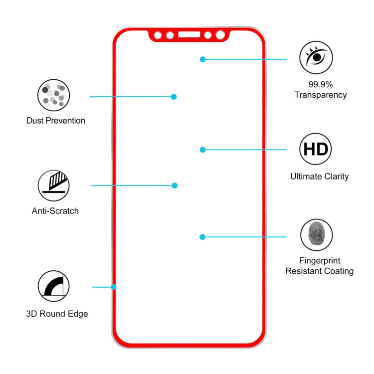 For iPhone 11 Pro / iPhone XS / iPhone X Hat-Prince 0.2mm 9H Surface Hardness 3D Titanium Alloy Curved Edge Explosion-proof Tempered Glass Screen Protector