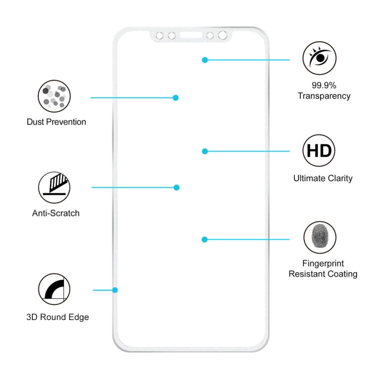 For iPhone 11 Pro / iPhone XS / iPhone X Hat-Prince 0.2mm 9H Surface Hardness 3D Titanium Alloy Curved Edge Explosion-proof Tempered Glass Screen Protector