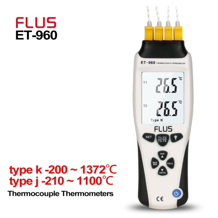 FLUS ET-960 Humidity Type K J Thermometer Handheld Portable Digital Non-contact With Thermocouple Proble Hygrometer Temperature Meter