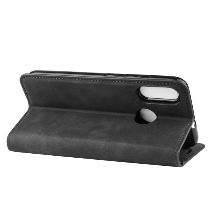 For Motorola Moto E6 Plus  Retro-skin Business Magnetic Suction Leather Case with Purse-Bracket-Chuck