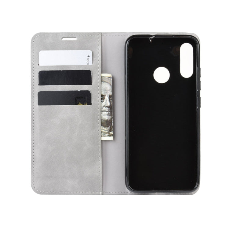 For Motorola Moto E6 Plus  Retro-skin Business Magnetic Suction Leather Case with Purse-Bracket-Chuck