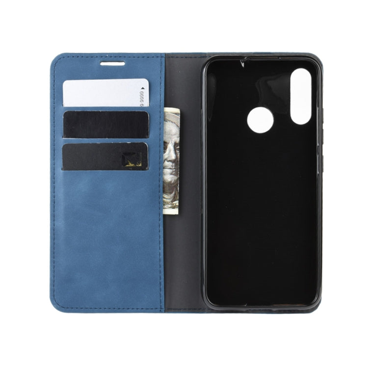For Motorola Moto E6 Plus  Retro-skin Business Magnetic Suction Leather Case with Purse-Bracket-Chuck