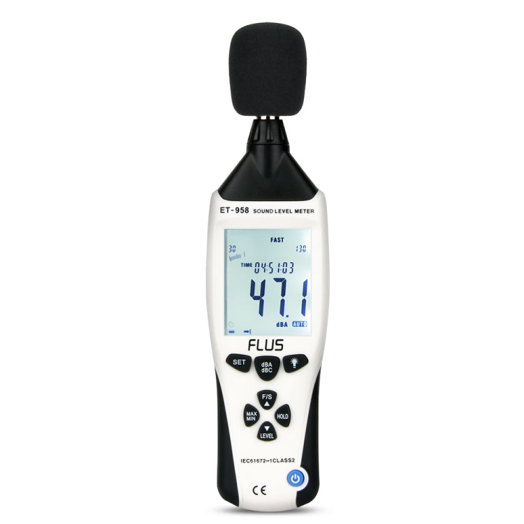 FLUS ET-958 Digital Noise Decibel Recorder Measurement Audio Detector Volume Monitor 30-130dB Handheld Noise Meter