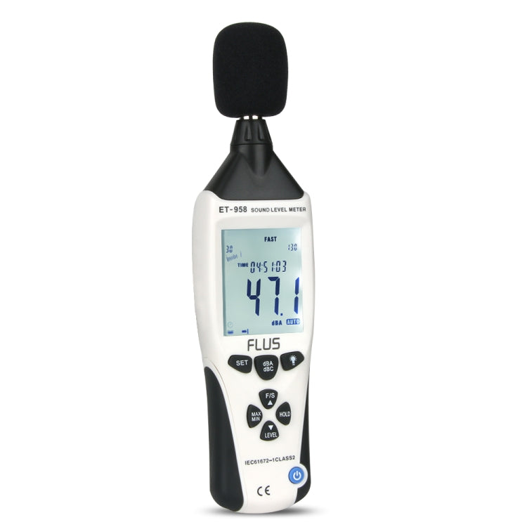 FLUS ET-958 Digital Noise Decibel Recorder Measurement Audio Detector Volume Monitor 30-130dB Handheld Noise Meter