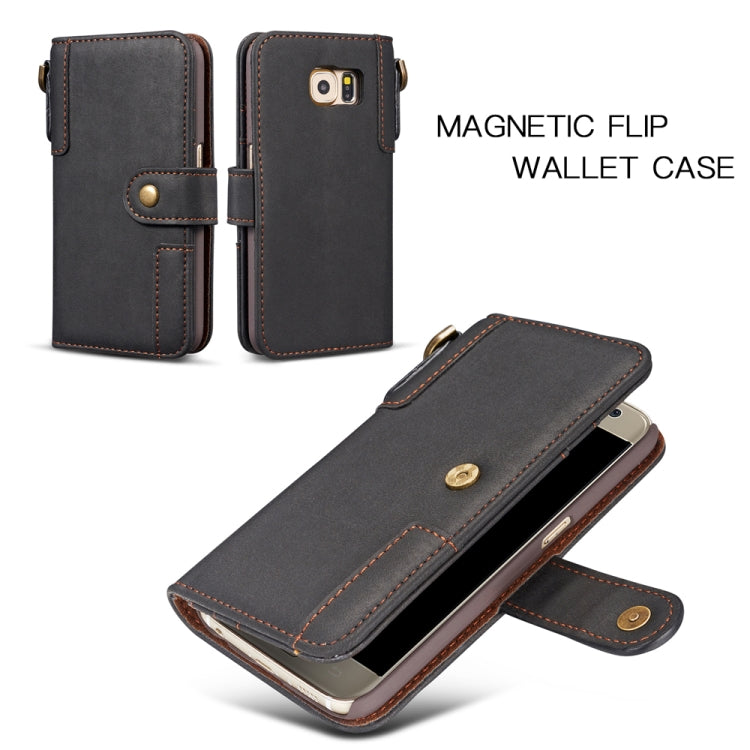 For Galaxy S7 edge Cowhide Texture Horizontal Flip Leather Case with Holder & Card Slots & Wallet & Lanyard