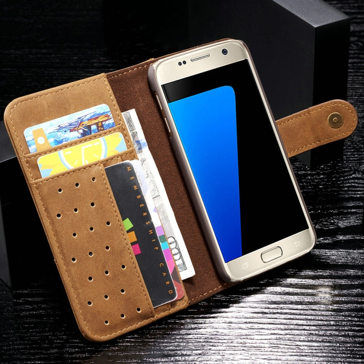 For Galaxy S7 edge Cowhide Texture Horizontal Flip Leather Case with Holder & Card Slots & Wallet & Lanyard