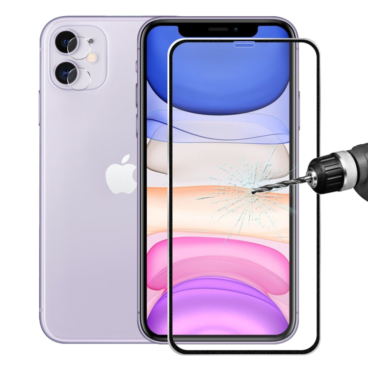 For iPhone 11 Hat-Prince 2 in 1 0.2mm 9H 3D Titanium Alloy Curved Edge Explosion-proof Tempered Glass Screen Protector + 0.2mm 9H 2.15D Round Edge Rear Camera Lens Tempered Glass Film
