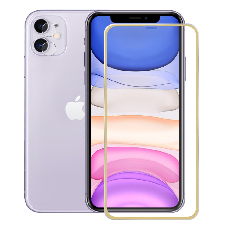 For iPhone 11 Hat-Prince 2 in 1 0.2mm 9H 3D Titanium Alloy Curved Edge Explosion-proof Tempered Glass Screen Protector + 0.2mm 9H 2.15D Round Edge Rear Camera Lens Tempered Glass Film