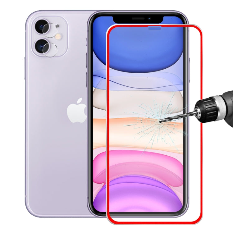 For iPhone 11 Hat-Prince 2 in 1 0.2mm 9H 3D Titanium Alloy Curved Edge Explosion-proof Tempered Glass Screen Protector + 0.2mm 9H 2.15D Round Edge Rear Camera Lens Tempered Glass Film
