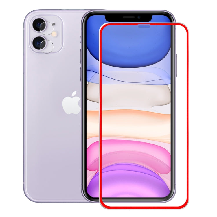 For iPhone 11 Hat-Prince 2 in 1 0.2mm 9H 3D Titanium Alloy Curved Edge Explosion-proof Tempered Glass Screen Protector + 0.2mm 9H 2.15D Round Edge Rear Camera Lens Tempered Glass Film