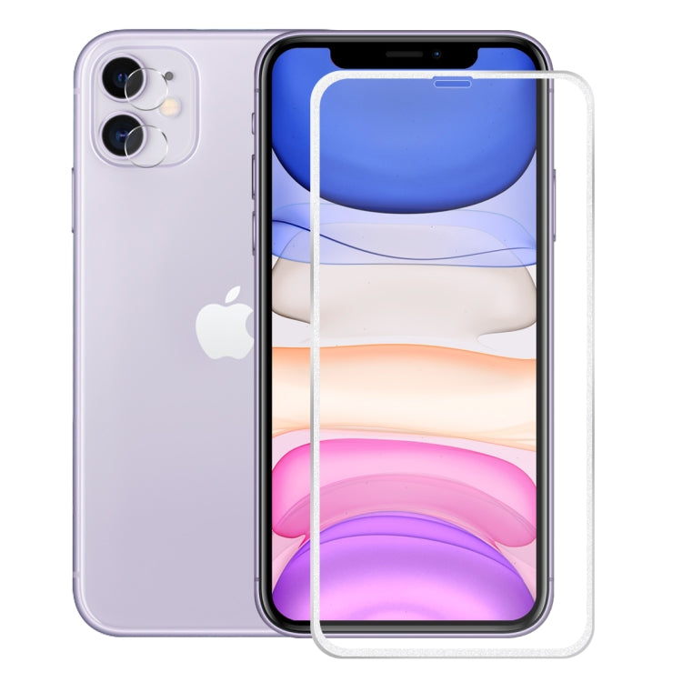 For iPhone 11 Hat-Prince 2 in 1 0.2mm 9H 3D Titanium Alloy Curved Edge Explosion-proof Tempered Glass Screen Protector + 0.2mm 9H 2.15D Round Edge Rear Camera Lens Tempered Glass Film