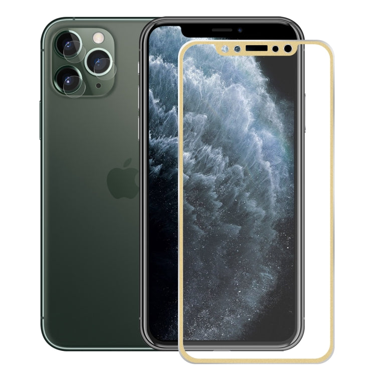 For iPhone 11 Pro Hat-Prince 2 in 1 0.2mm 9H 3D Titanium Alloy Curved Edge Explosion-proof Tempered Glass Screen Protector + 0.2mm 9H 2.15D Round Edge Rear Camera Lens Tempered Glass Film