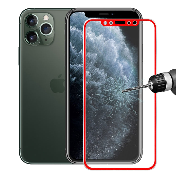For iPhone 11 Pro Hat-Prince 2 in 1 0.2mm 9H 3D Titanium Alloy Curved Edge Explosion-proof Tempered Glass Screen Protector + 0.2mm 9H 2.15D Round Edge Rear Camera Lens Tempered Glass Film